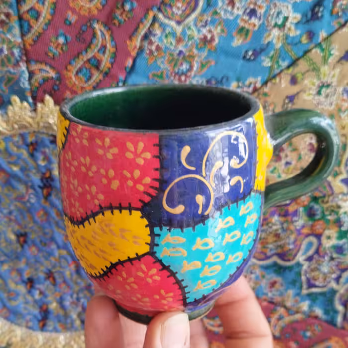 فنجان طرح چهل تیکه سفالی