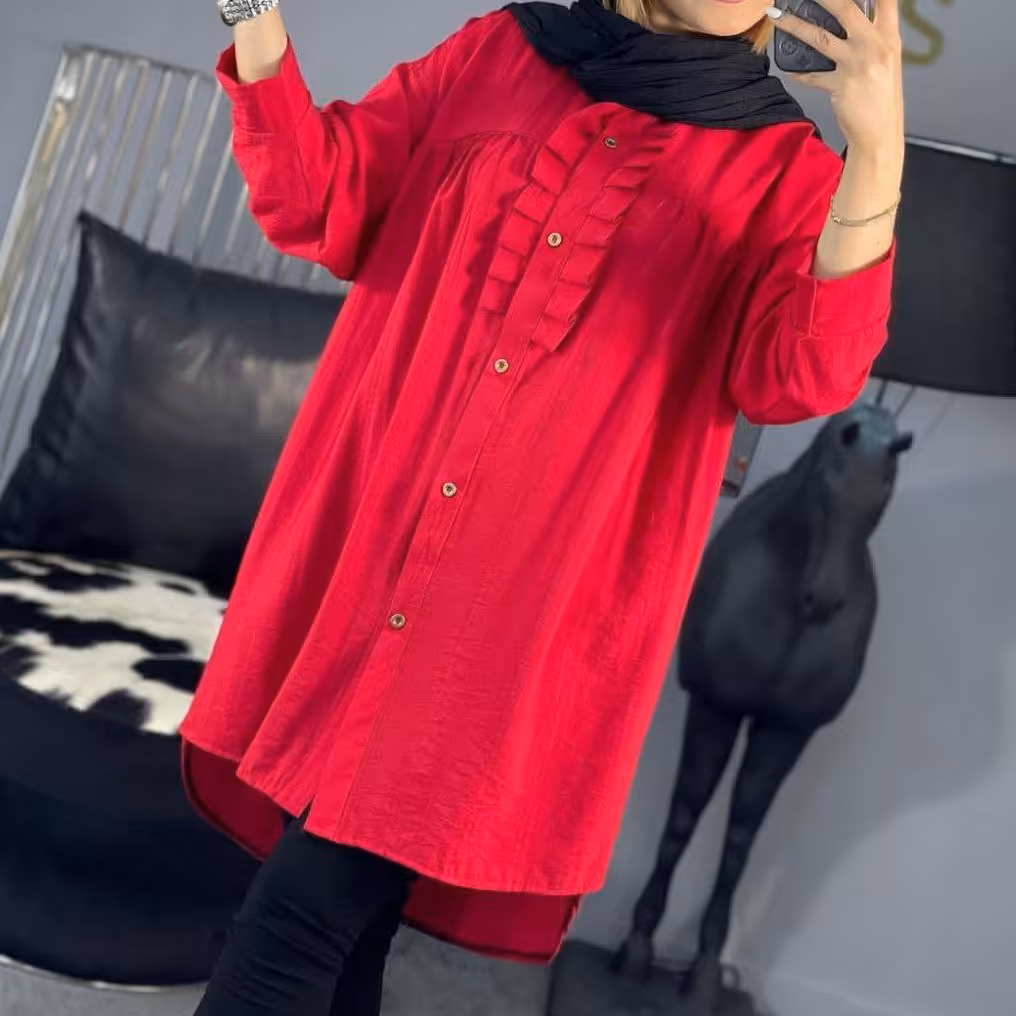 شومیز مانتویی زنانه جنس بابوس درجه یک سینه دالبری