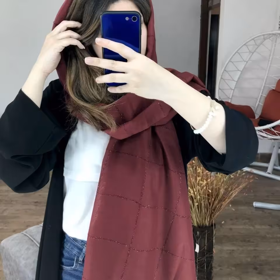شال نخی چهارخونه لمه کیفیت عالی و سبک و خنک
