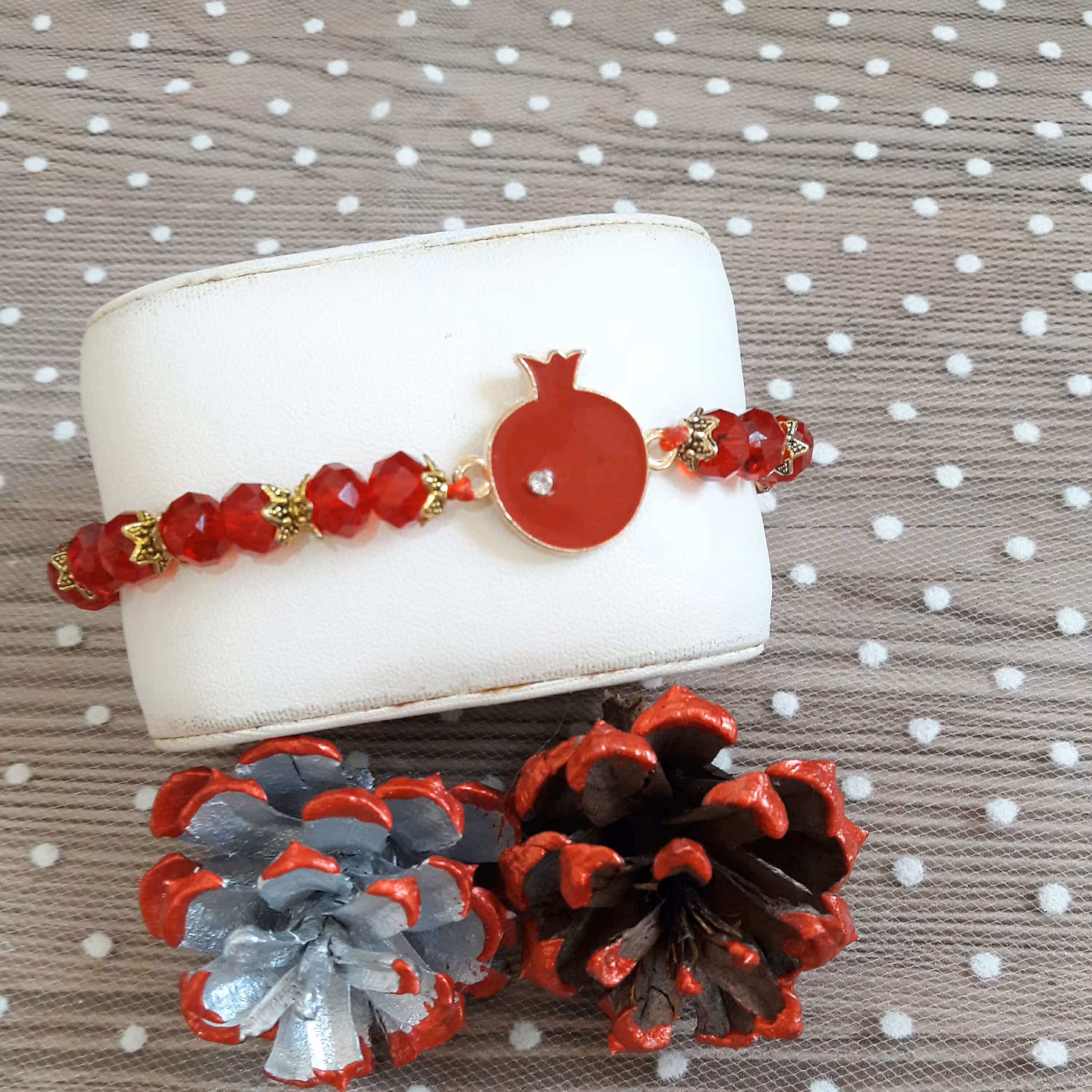 دستبند کریستالی اناری دستساز