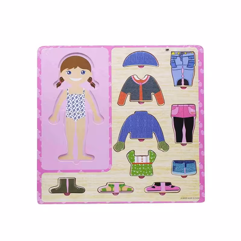 پازل چوبی آموزشی لباس دخترانه مدل 6008