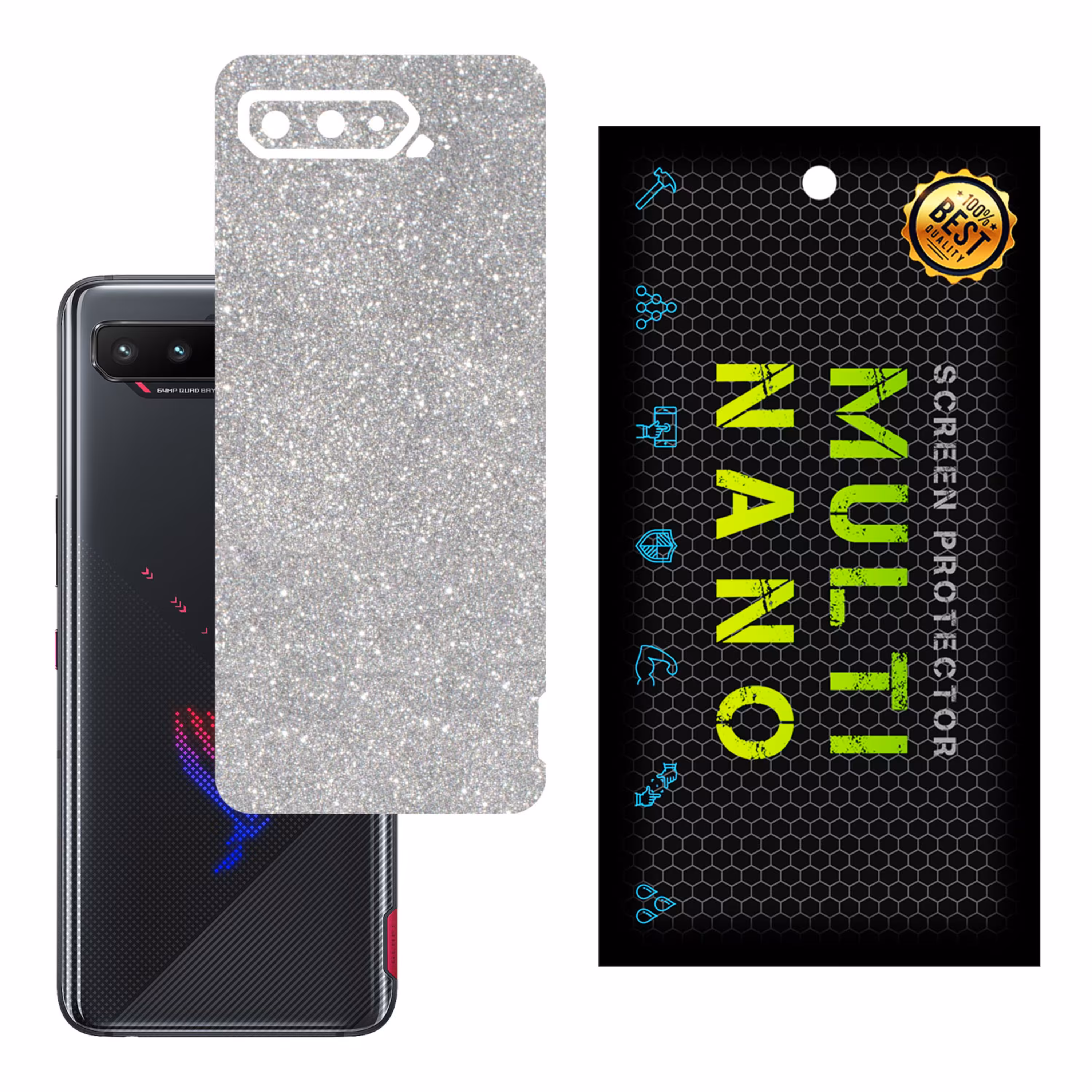 برچسب پوششی MultiNano مدل X-G1F-Silver برای پشت موبایل ایسوس ROG Phone 5 Pro