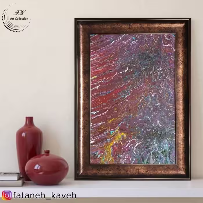 تابلو نقاشی آبستره( امواج داغ ) در ابعاد 60*40 سانتیمتر 