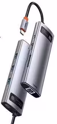 هاب 8 پورت بیسوس Baseus Metal Gleam 8 in 1 Multifunctional Type-C HUB CAHUB-CV0G توان 100 وات