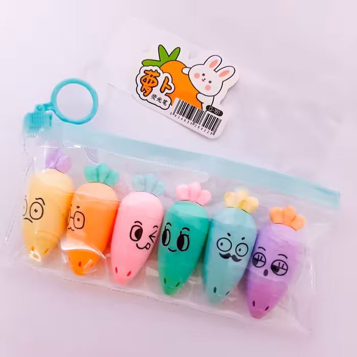 ماژیک هایلایتر پک شش عددی طرح هویج کیفت عالی وارداتی