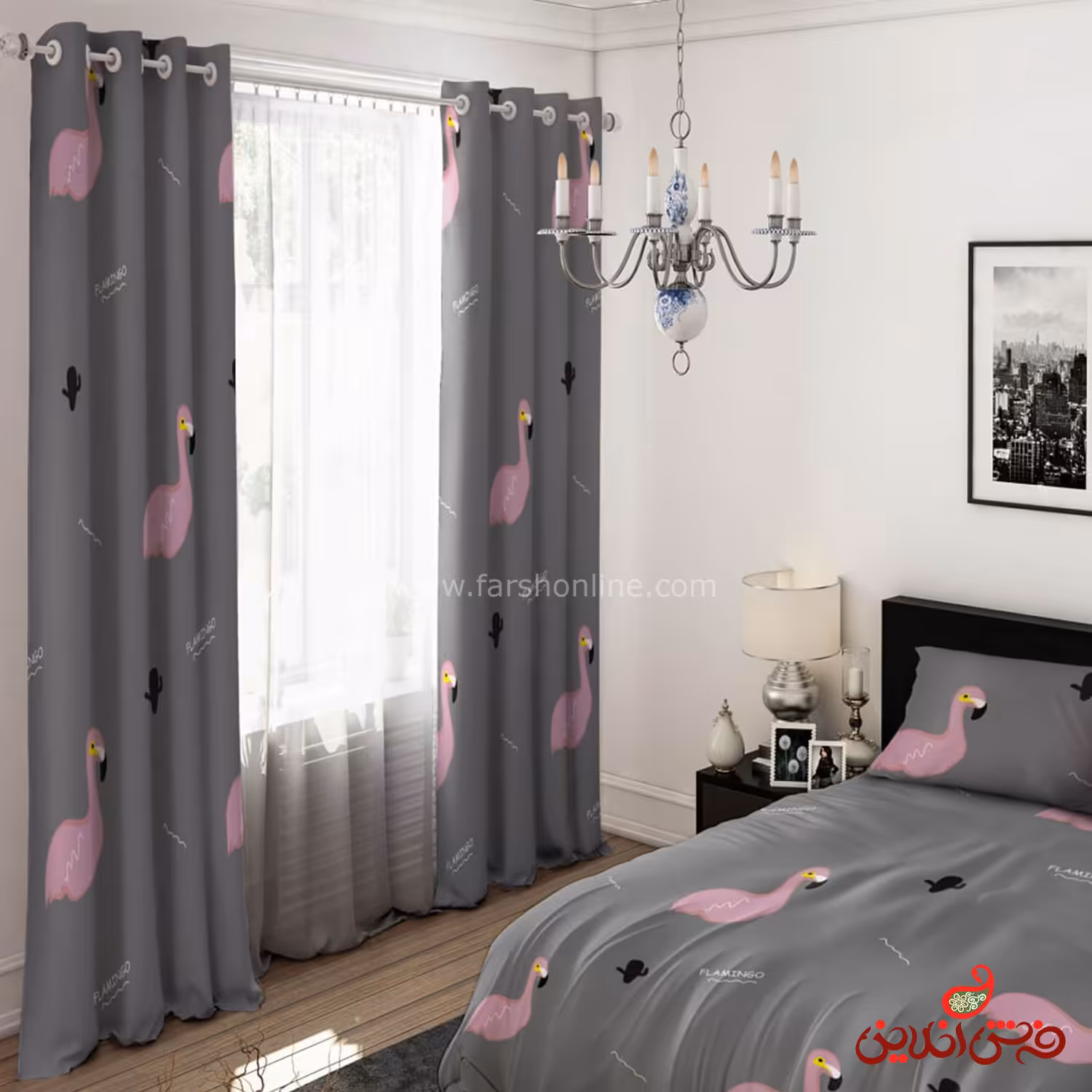 پرده 2 عددی طرح  فلامینگو کد 15037/1