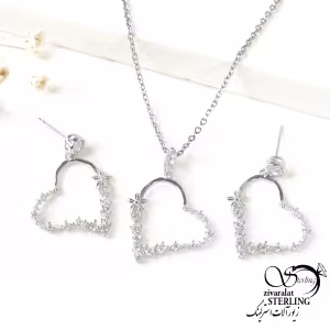 نیمست قلب گل دار نقره عیار925 ایتالیا