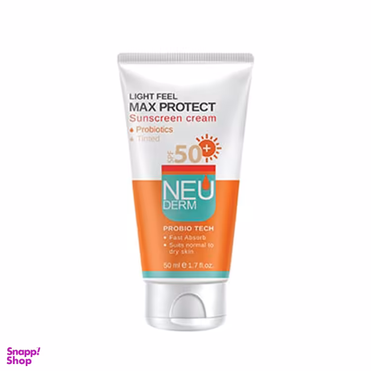 کرم ضد آفتاب نیودرم (Neuderm) مدل Max Protect با SPF50 مخصوص پوست نرمال و خشک رنگی