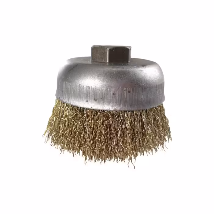 فرچه ( برس ) سیمی کاسه ای افشان 7.5 سانتی متر ( مینی فرز ) فولادی رشته طلایی ساب ایران ( کربلایی )