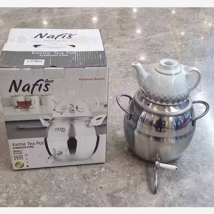 کتری قوری استیل شیردار کف چدن برند نفیس مدل رولکس