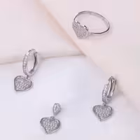 نیم ست نقره ظریف و دخترانه طرح قلب کد 16112