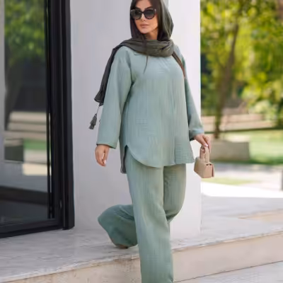 مانتو شلوار زنانه مدل جلو دکمه