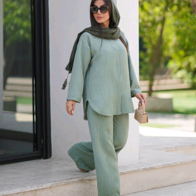 مانتو شلوار زنانه مدل جلو دکمه