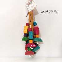 آویز قفسی چوبی چکاوک  مدل رنگین کمان