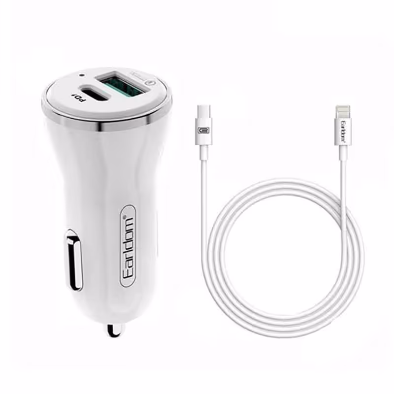 شارژر فندکی برند ارلدام مدل ES-KC4 به همراه کابل تبدیل لایتنینگ(آیفونی)