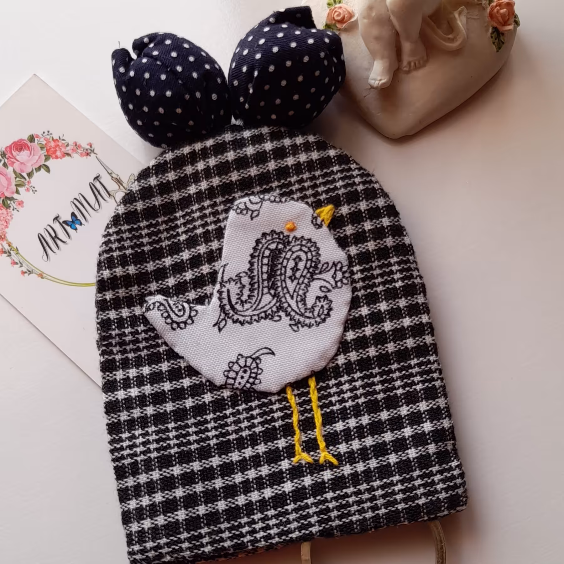 جاکلیدی فانتزی تمام پارچه ای مدل مرغ آمین قابلیت نگهداری 5 عدد کلید قابل شستشو