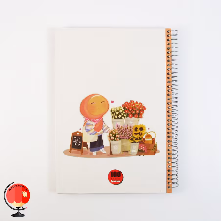 دفتر مشق 100 برگ سیمی طرح گلفروش جلد سخت آپادانا