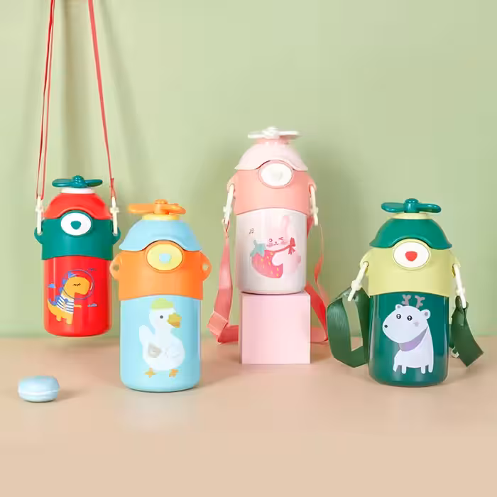 فلاسک استیل 550 میل نی دار طرح حیوانات