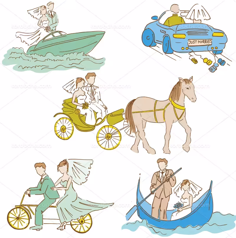 وکتور نقاشی عروس و داماد رنگ شده | گرافیک با طعم تربچه