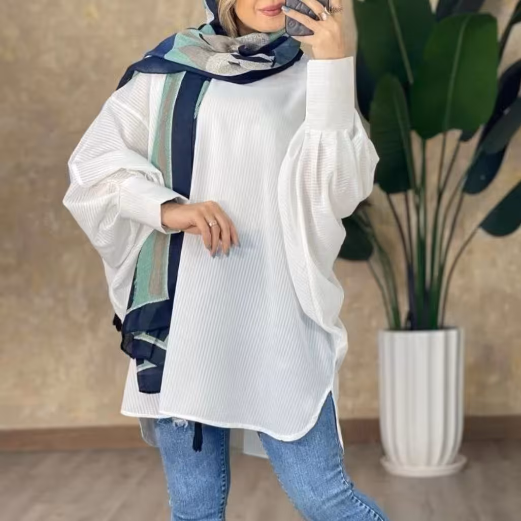 مانتو پانچ حریر میله ای جلو بسته