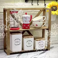استند چوبی 2طبقه ضربدری پلای وود
