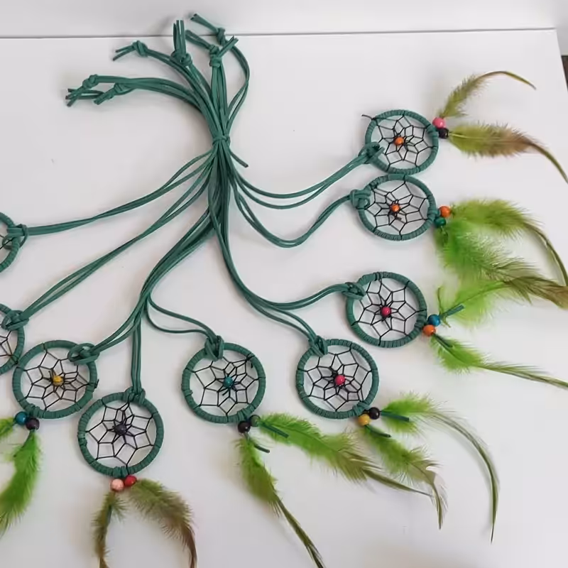 آویز دریم کیچر آویز ماشین دستساز رنگ سبز