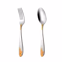 قاشق و چنگال غذاخوری 6 نفره ناب استیل طرح امپریال طلایی (12 پارچه)