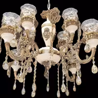 لوستر 8 شعله سفید آنتیک طرح سرامیک روشنا