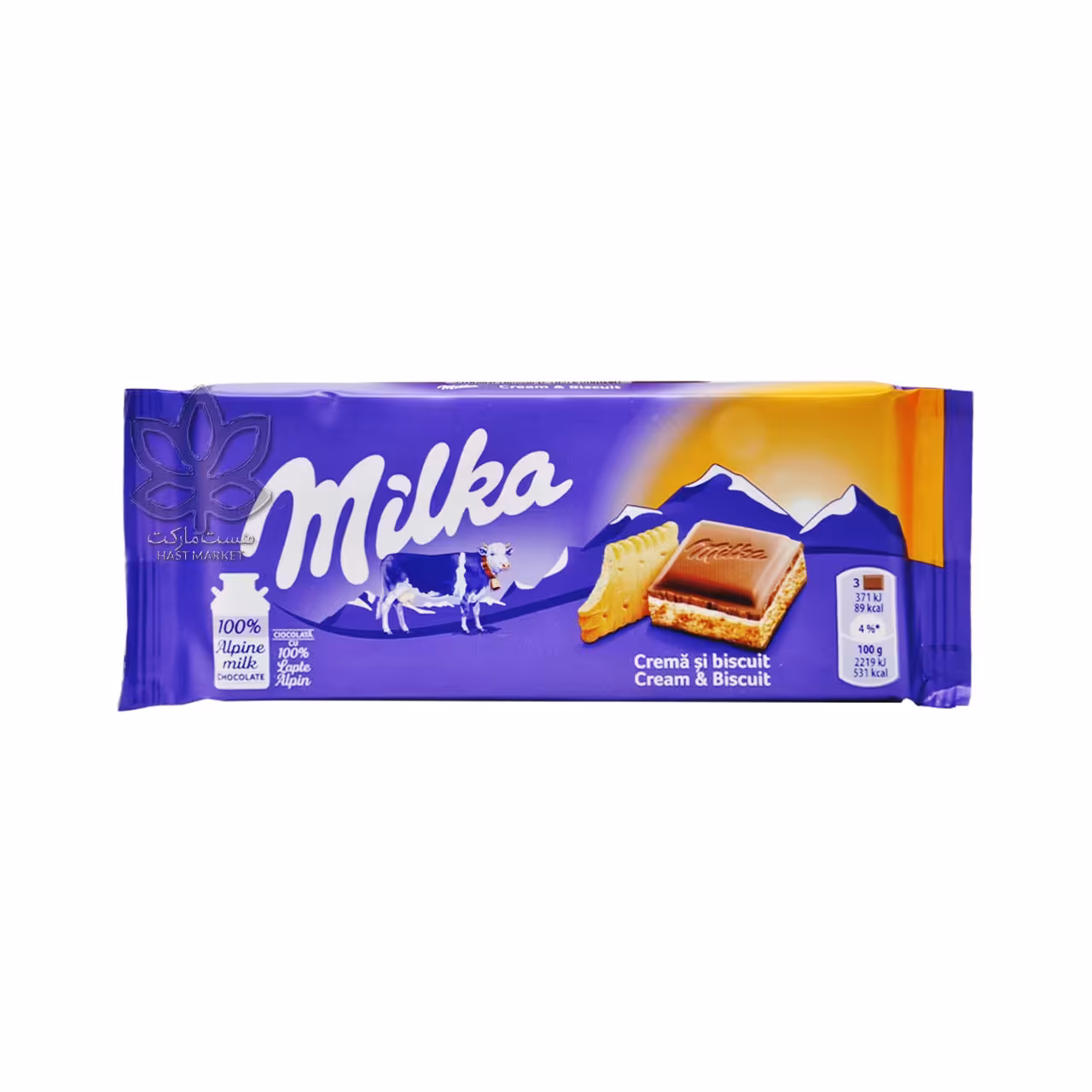 شکلات شیری با کرم و بیسکوییت 100 گرم میلکا - milka