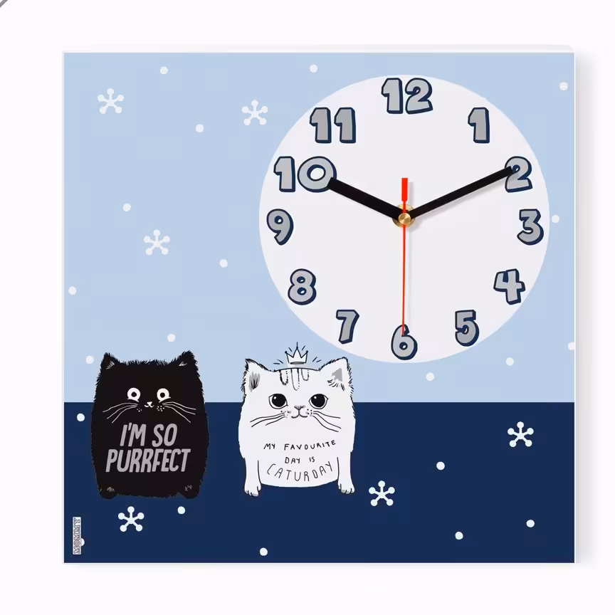 ساعت دیواری اتاق کودک طرح گربه پرشین کد 8931