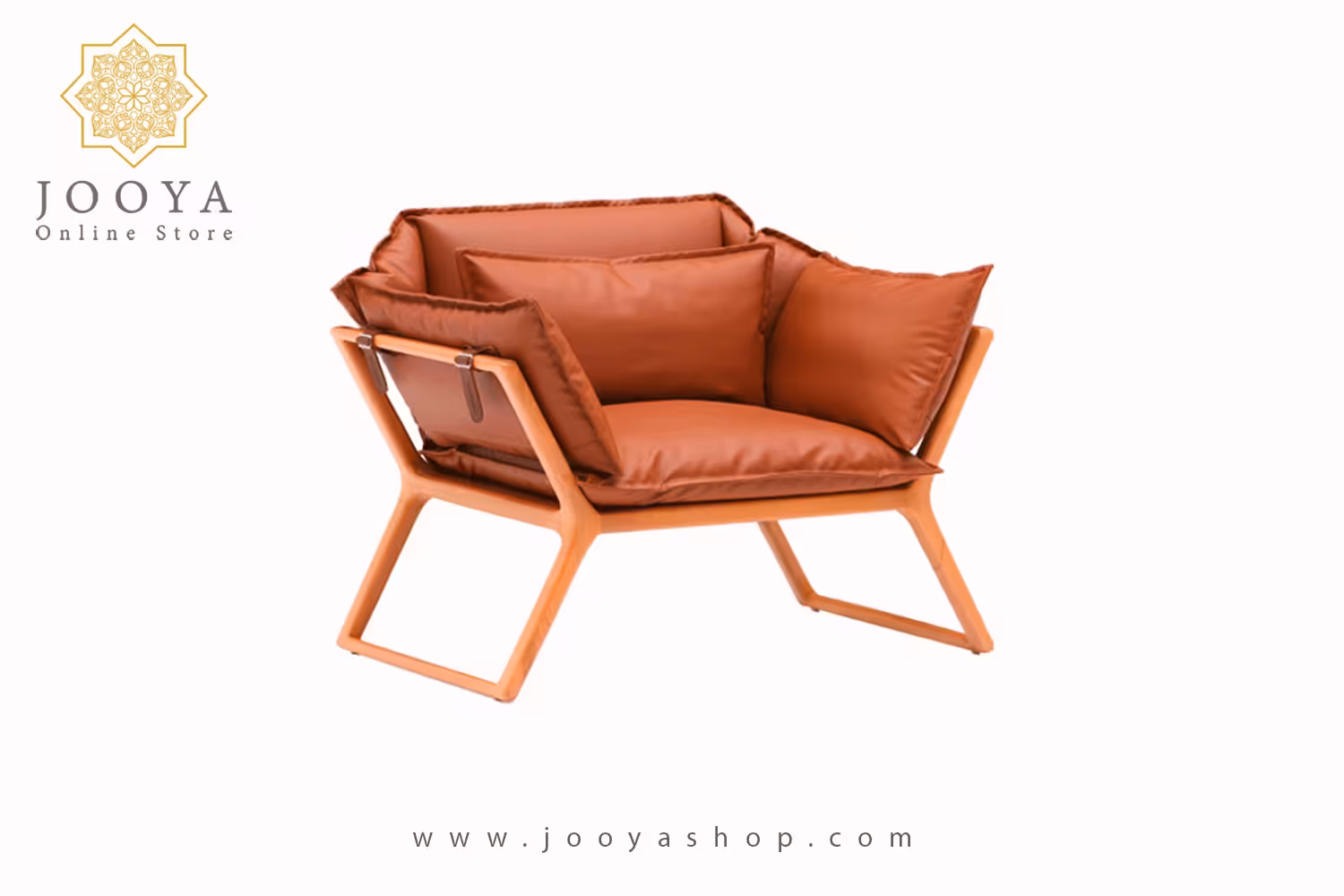 مبل تک نفره چوبی نظری مدل استی با روکش چرم Stay Single Seat