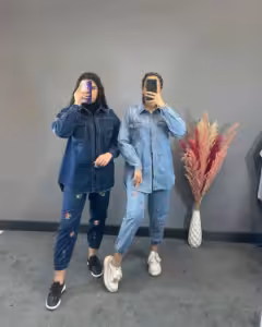 ست جین گلدوزی شده درجه یک مدل قلب