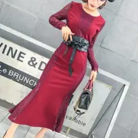 پیراهن بلند کرپ و دانتل آستردار وارداتی برند Milan
