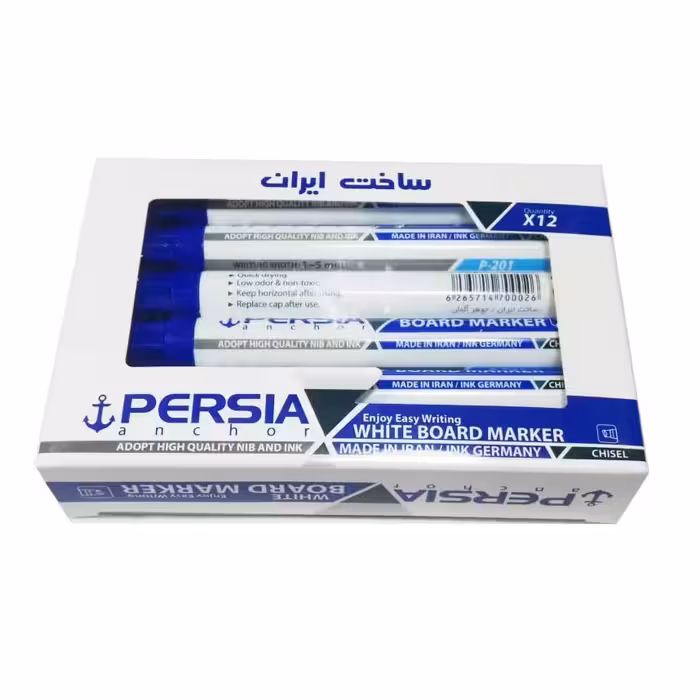 ماژیک وایت برد آبی پرشیا سر تخت (بسته 12 عددی)