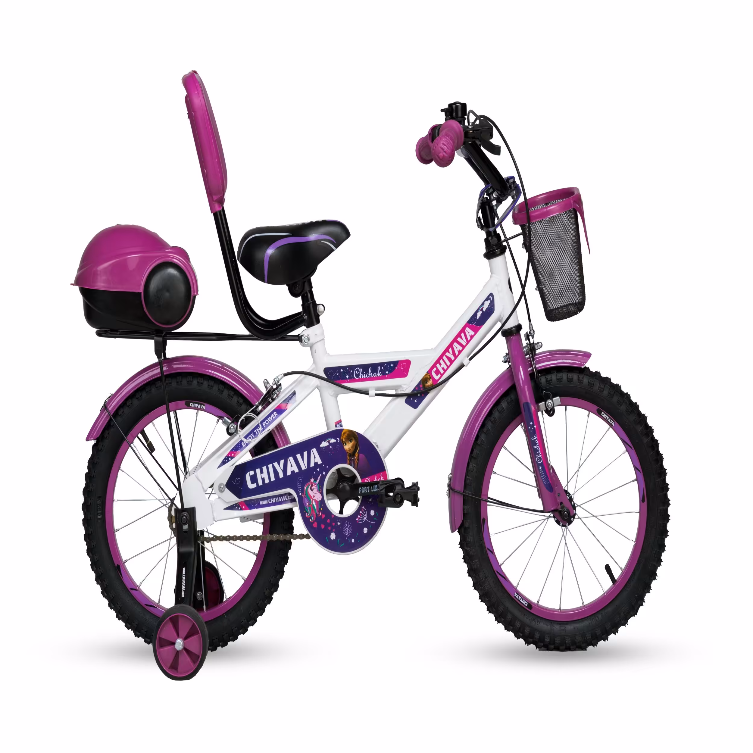 دوچرخه چیاوا مدل چیچک سایز 16 سفید بنفش