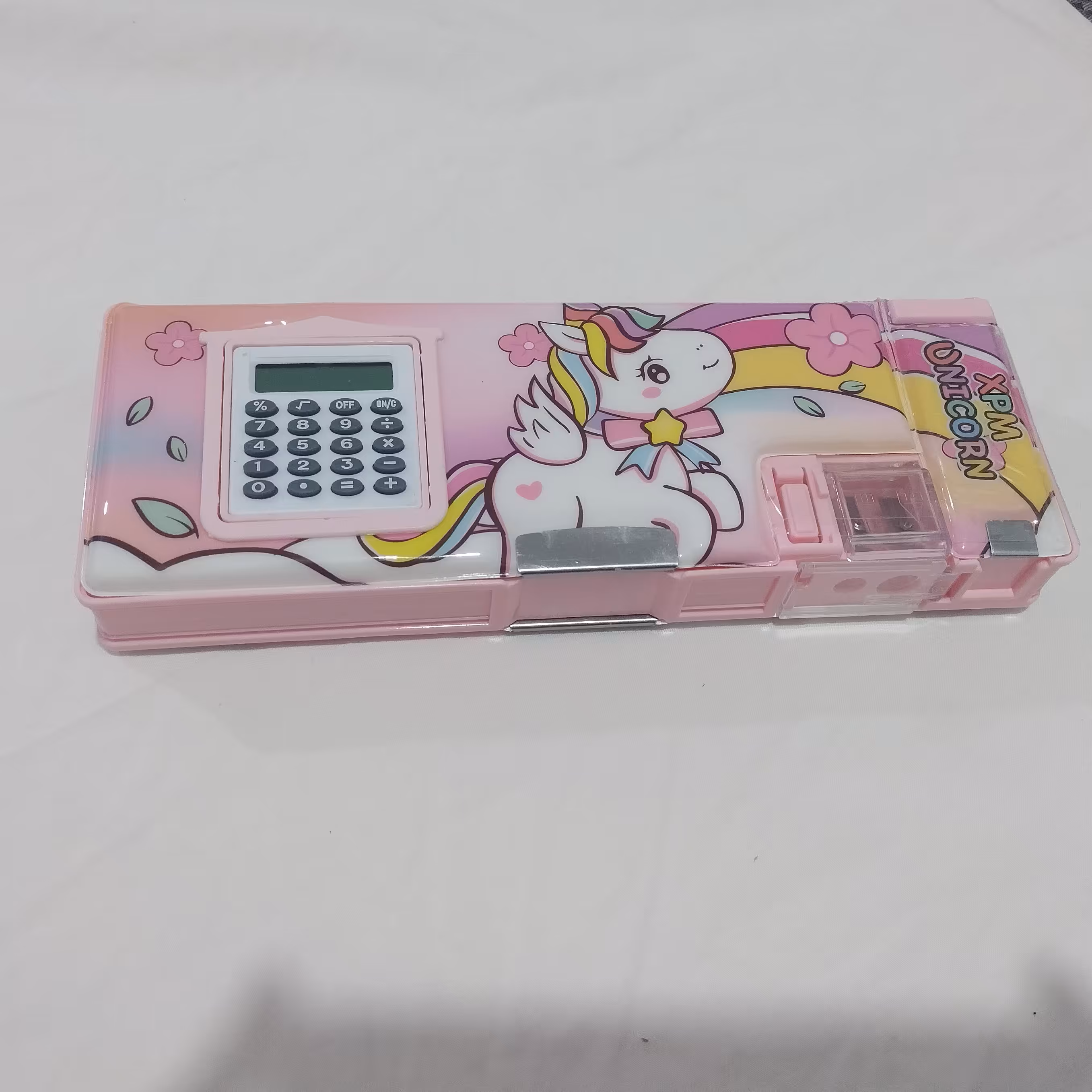 جامدادی مگنتی تک شاخ ماشین حساب دار  جامدادی فانتزی دخترانه  جامدادی کتابی تک شاخ  جامدادی تراش دار  جامدادی 