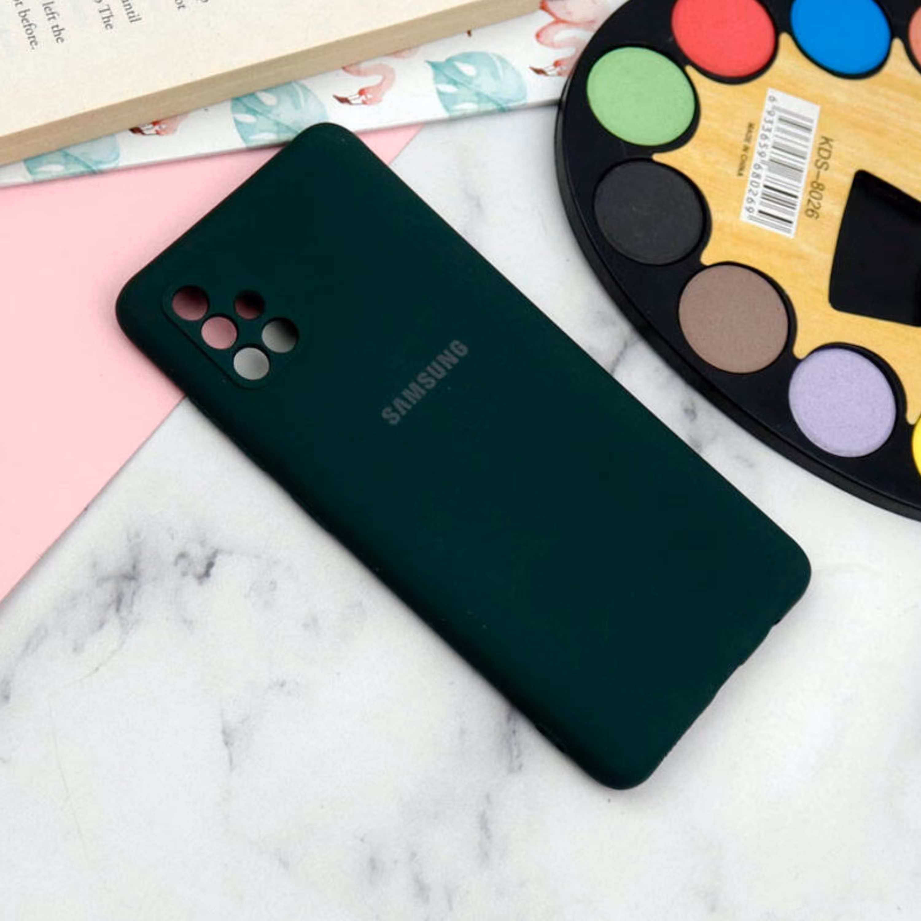 قاب محافظ لنزدار سیلیکونی Highcopy سامسونگ A51 رنگ یشمی