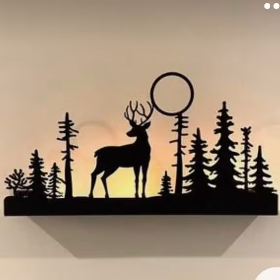 تابلو چوبی طرح گوزن، ابعاد 60 در 30 جنس ام دی اف 3 میل 