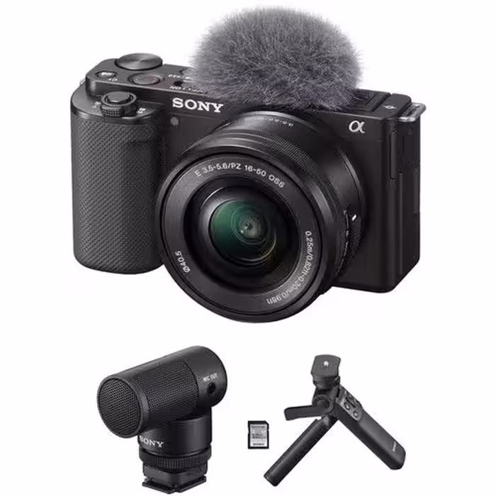 دوربین عکاسی سونی Sony ZV-E10 Mirrorless Camera with 16-50mm Lens and Content Creator Kit (Black)