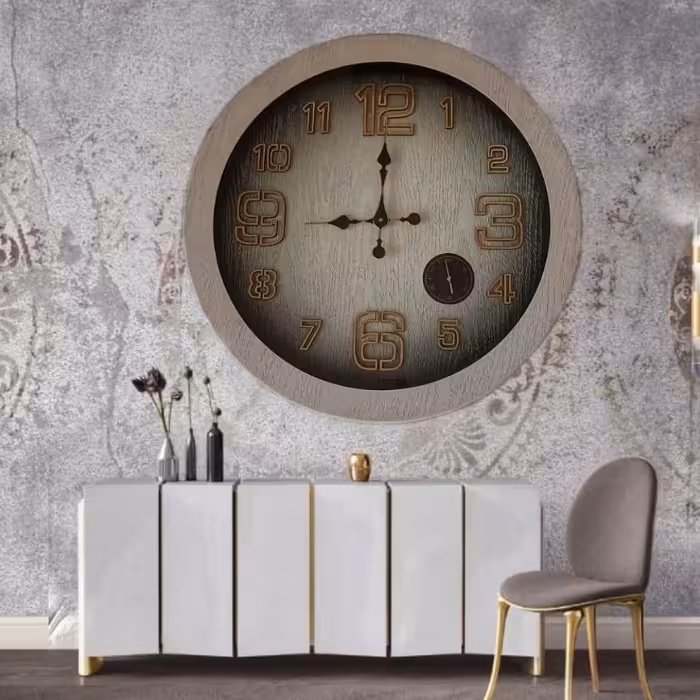 ساعت چوبی موتور آرام گرد قطر 70سانتی متر