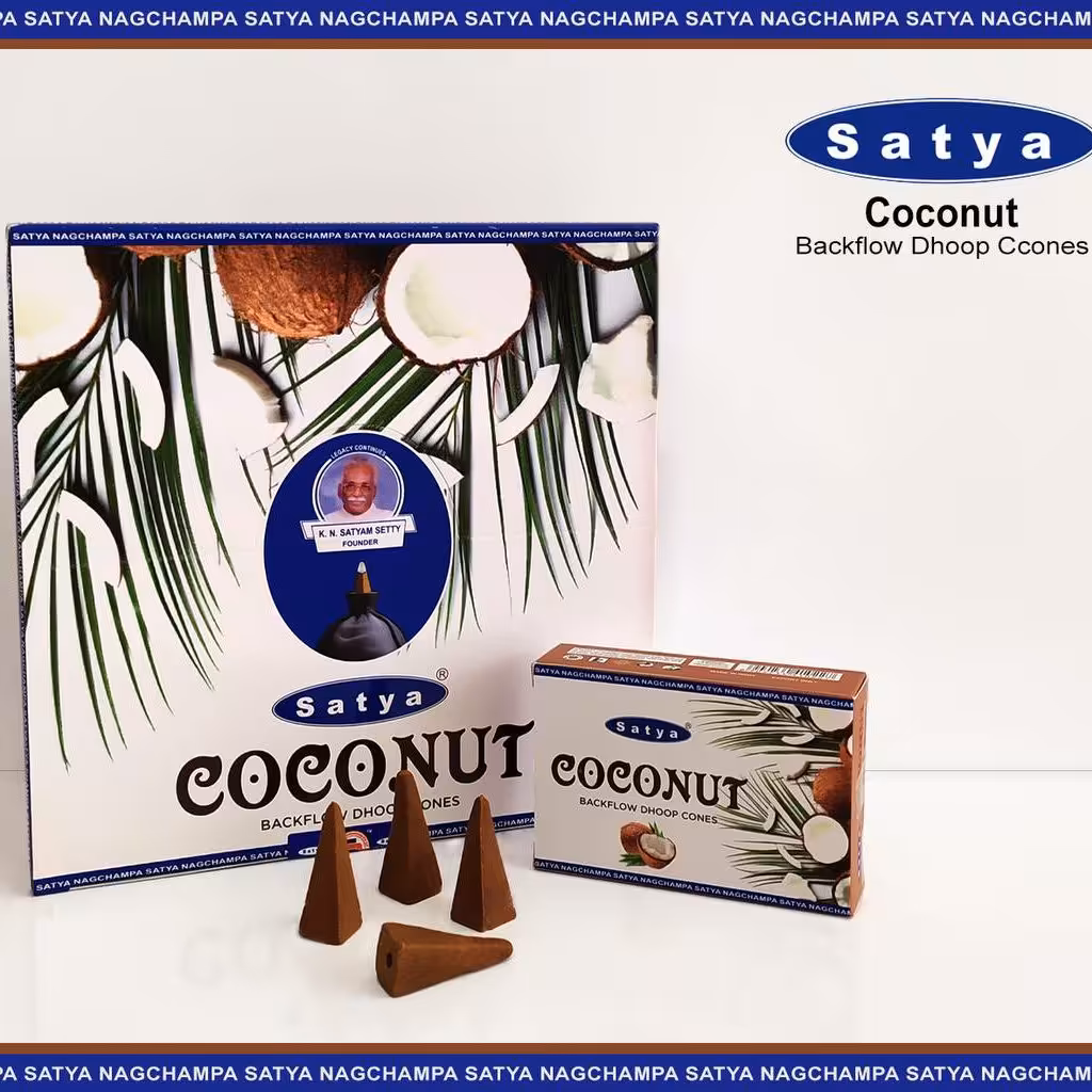 عود دست ساز آبشاری ساتیا مدل نارگیل محصول هندوستان