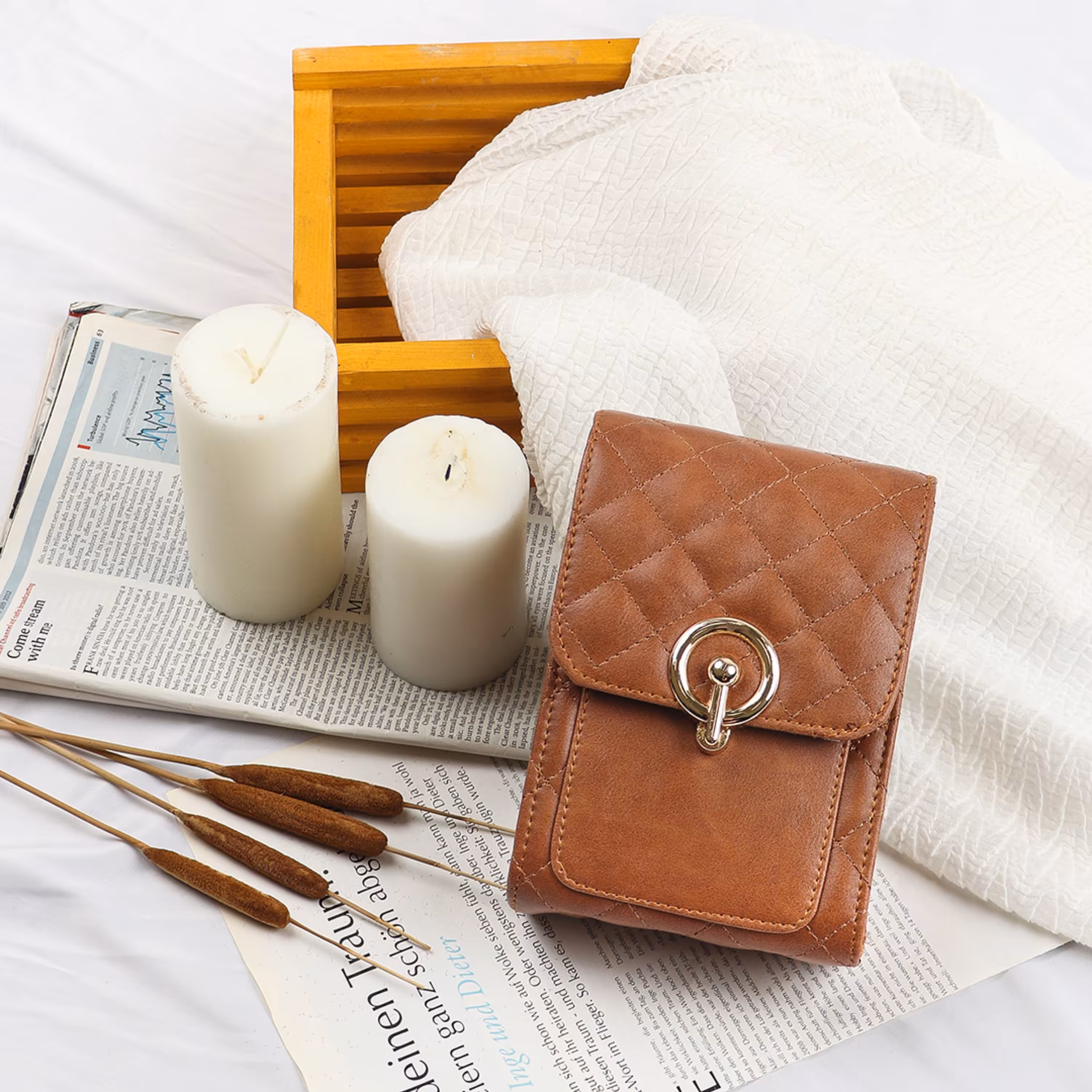 کیف پاسپورتی ایستاده  رنگ قهوه ی  کد 27