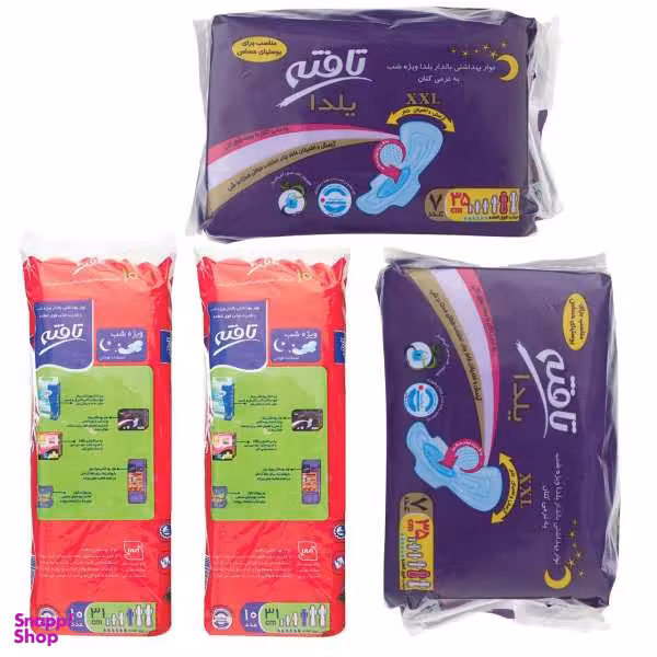 نوار بهداشتی تافته مدل Yalda مجموعه 2 عددی + نوار بهداشتی تافته مدل over مجموعه 2 عددی