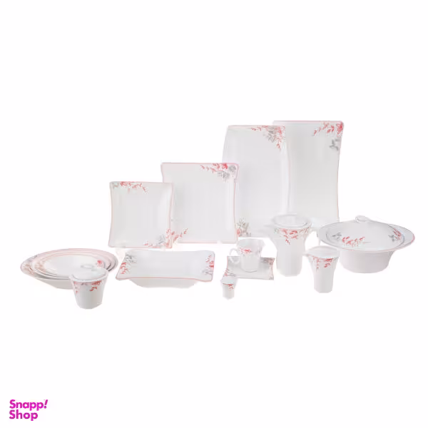 سرویس غذاخوری 97 پارچه چینی زرین ایران سری وینچی الیسه مدل بهاران درجه یک