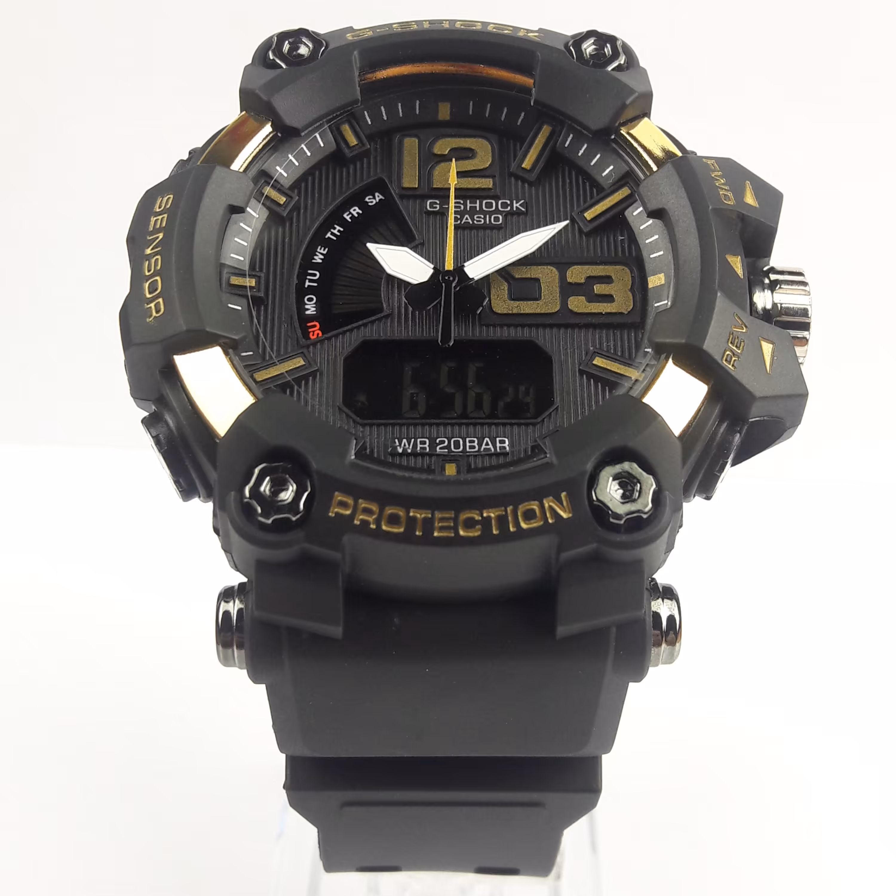 ساعت جی شاک مشکی طلایی کد 960478