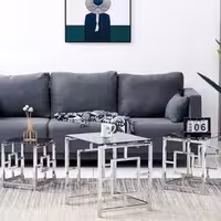 میز عسلی سه تیکه مدل مربع جنس استیل 304 sus