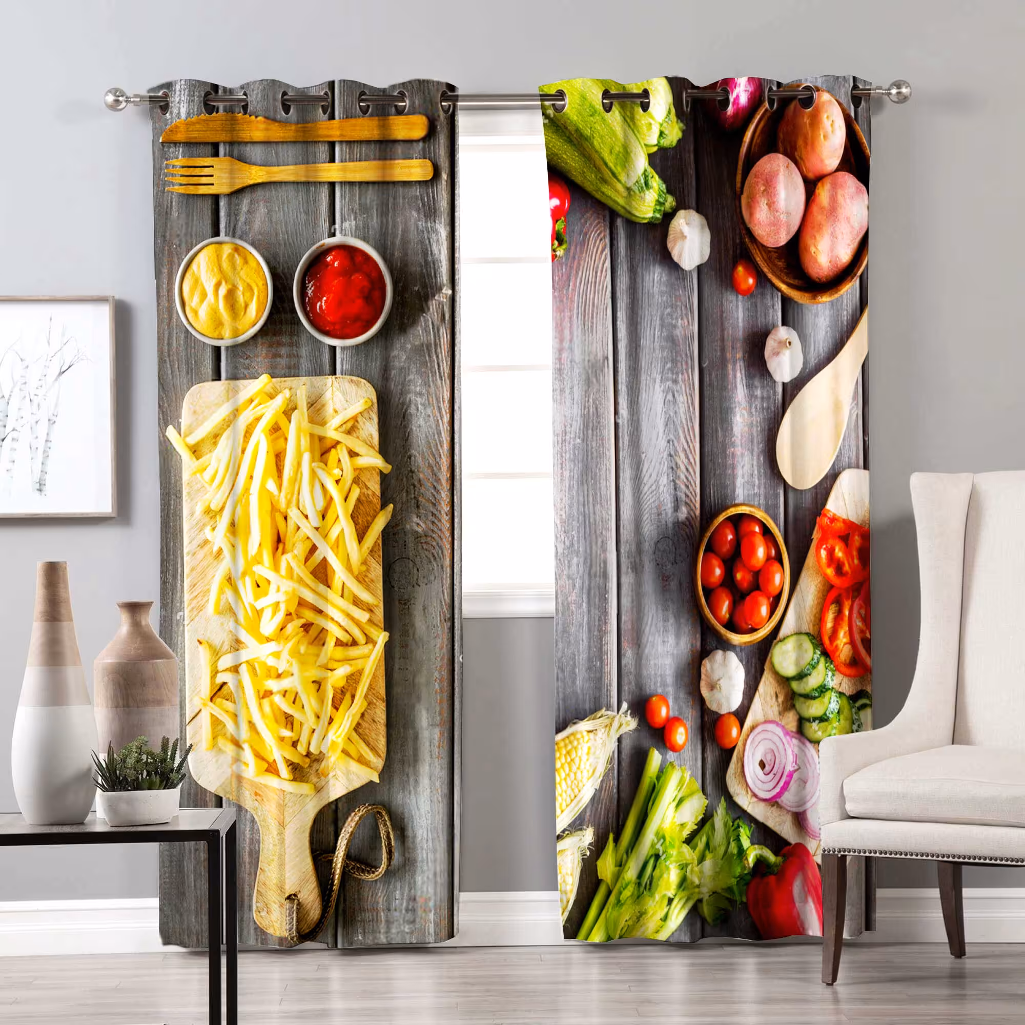 پرده تصویری برای آشپزخانه طرح سبزیجات PK-4598