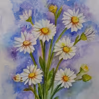 تابلونقاشی باتکنیک آبرنگ طرح گل سایز 15در21