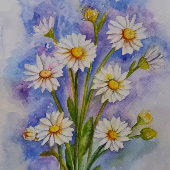 تابلونقاشی باتکنیک آبرنگ طرح گل سایز 15در21