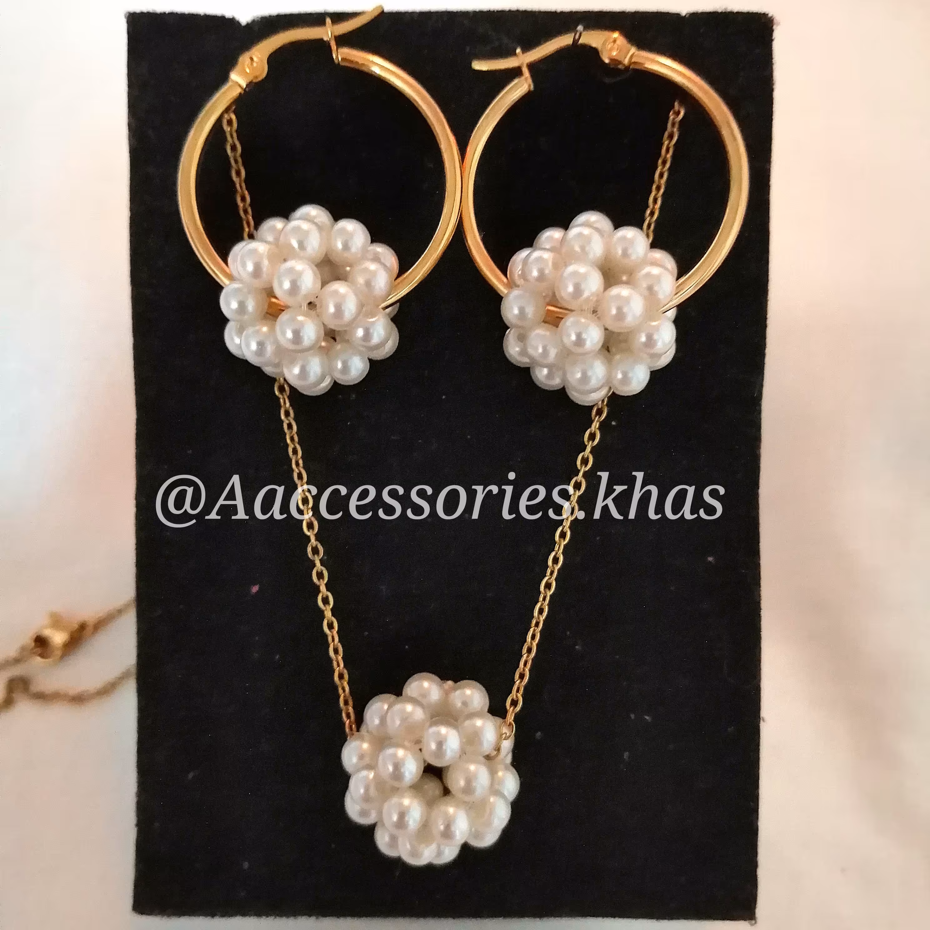 بدلیجات نیم ست مروارید سنگی دست ساز